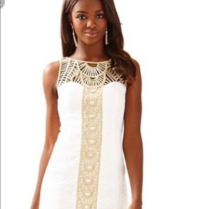 Lily Pulitzer white and gold tana shift dress